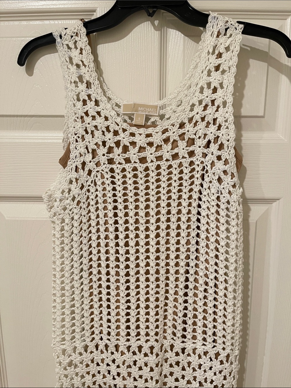 Michael Kors White Crochet Open-Knit Tank dress
